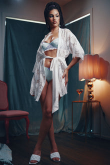  Lana White Lace Dressing Robe - Made In Australia